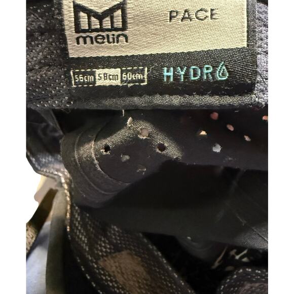 Melin Pace Hydro Performance Adjustable Running Hat, Water Resistant Cap, Black - Picture 8 of 9